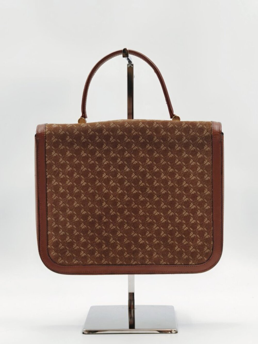 Vintage Salvatore Ferragamo Monogram Suede Leather Top Handle Crossbody Bag Brow - Picture 3 of 15
